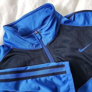 Nike Full Zip-Up Track Jacket Mens Size XL Mock Neck Track Blue Black Polyester